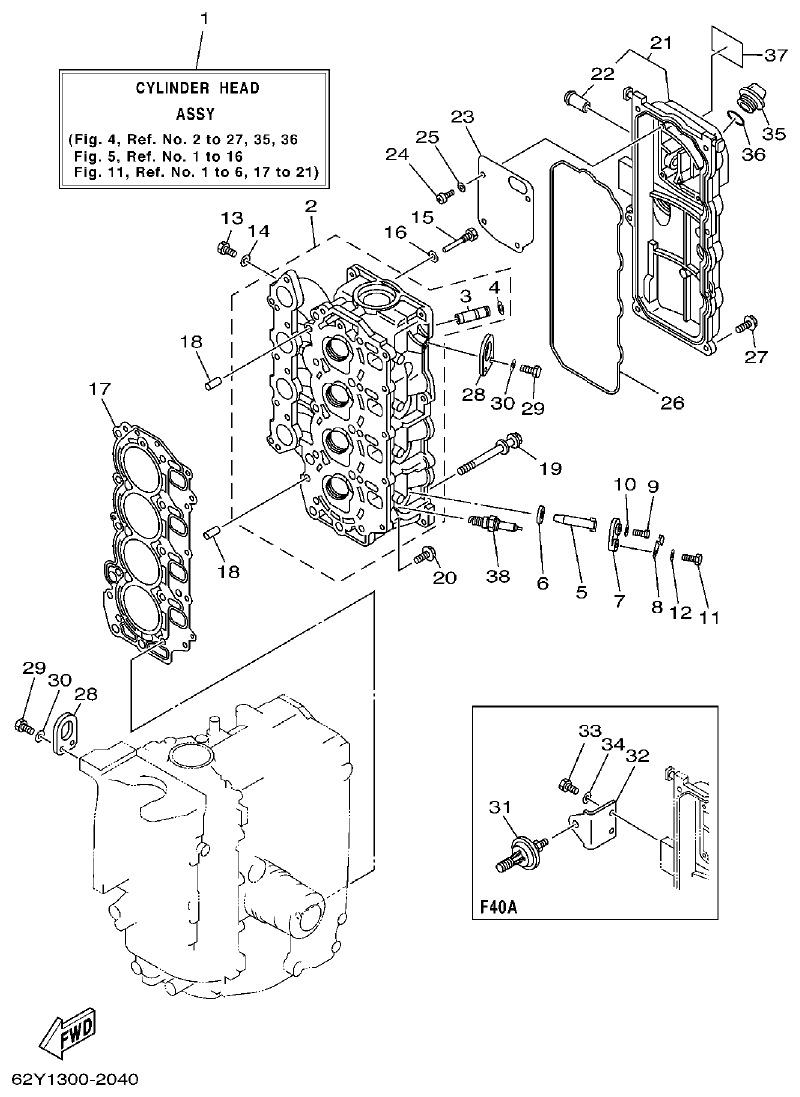 Yamaha FT50C CYLINDER. CRANKCASE 2 parts diagram